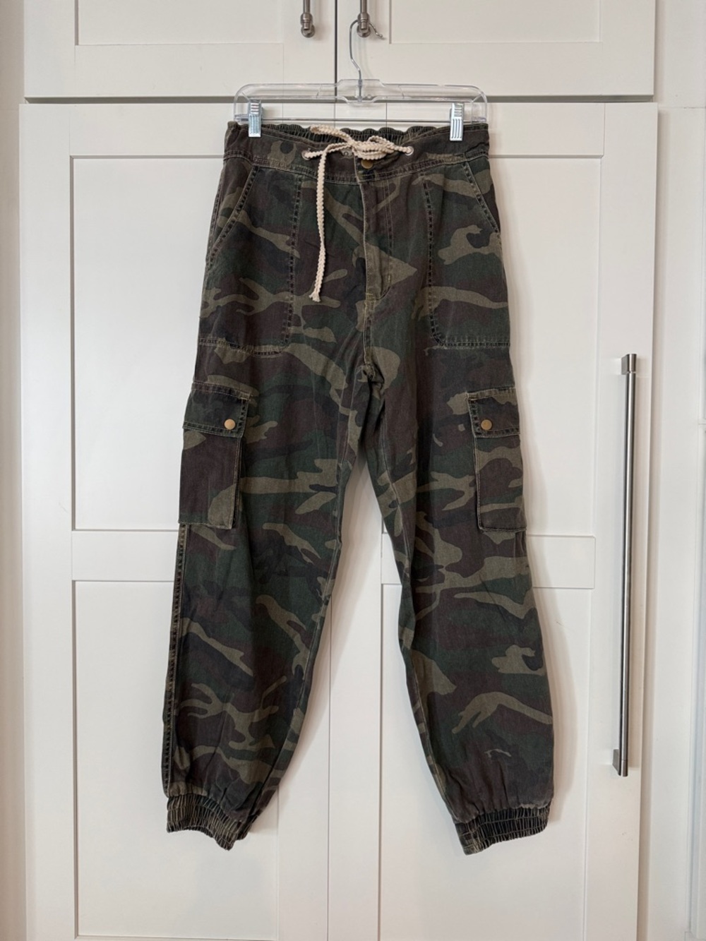 POL Camo Cargo Joggers in Green and Brown
